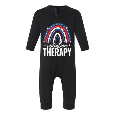 Rainbow Radiation Therapy 4th Of July Usa America Patriotic Cute Gift Infant Fleece One Piece