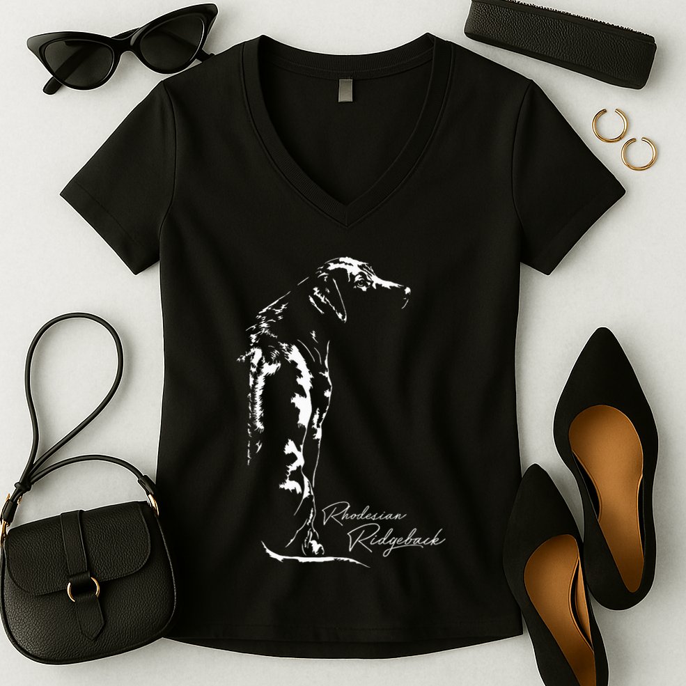 Rhodesian Ridgeback T Dog Funny Gift Women's V-Neck T-Shirt