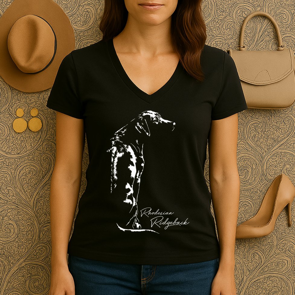 Rhodesian Ridgeback T Dog Funny Gift Women's V-Neck T-Shirt
