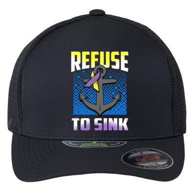 Retro Refuse To Sink Bladder Cancer Awareness Warrior Ribbon Gift Flexfit Unipanel Trucker Cap