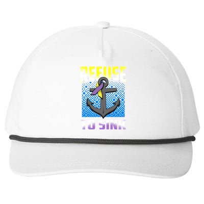 Retro Refuse To Sink Bladder Cancer Awareness Warrior Ribbon Gift Snapback Five-Panel Rope Hat