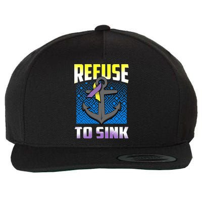 Retro Refuse To Sink Bladder Cancer Awareness Warrior Ribbon Gift Wool Snapback Cap