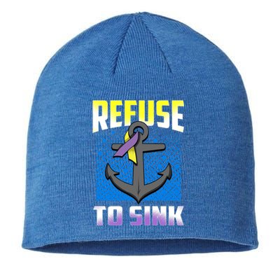 Retro Refuse To Sink Bladder Cancer Awareness Warrior Ribbon Gift Sustainable Beanie