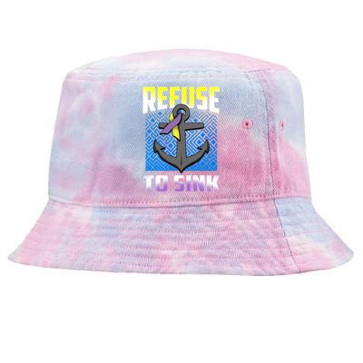 Retro Refuse To Sink Bladder Cancer Awareness Warrior Ribbon Gift Tie-Dyed Bucket Hat