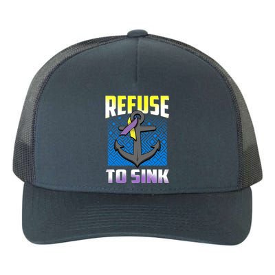 Retro Refuse To Sink Bladder Cancer Awareness Warrior Ribbon Gift Yupoong Adult 5-Panel Trucker Hat