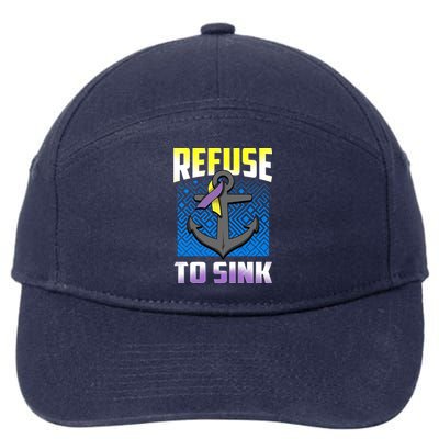 Retro Refuse To Sink Bladder Cancer Awareness Warrior Ribbon Gift 7-Panel Snapback Hat