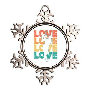 Retro Racquet Tennis Love Word Theme Graphic Design Gift Metallic Star Ornament