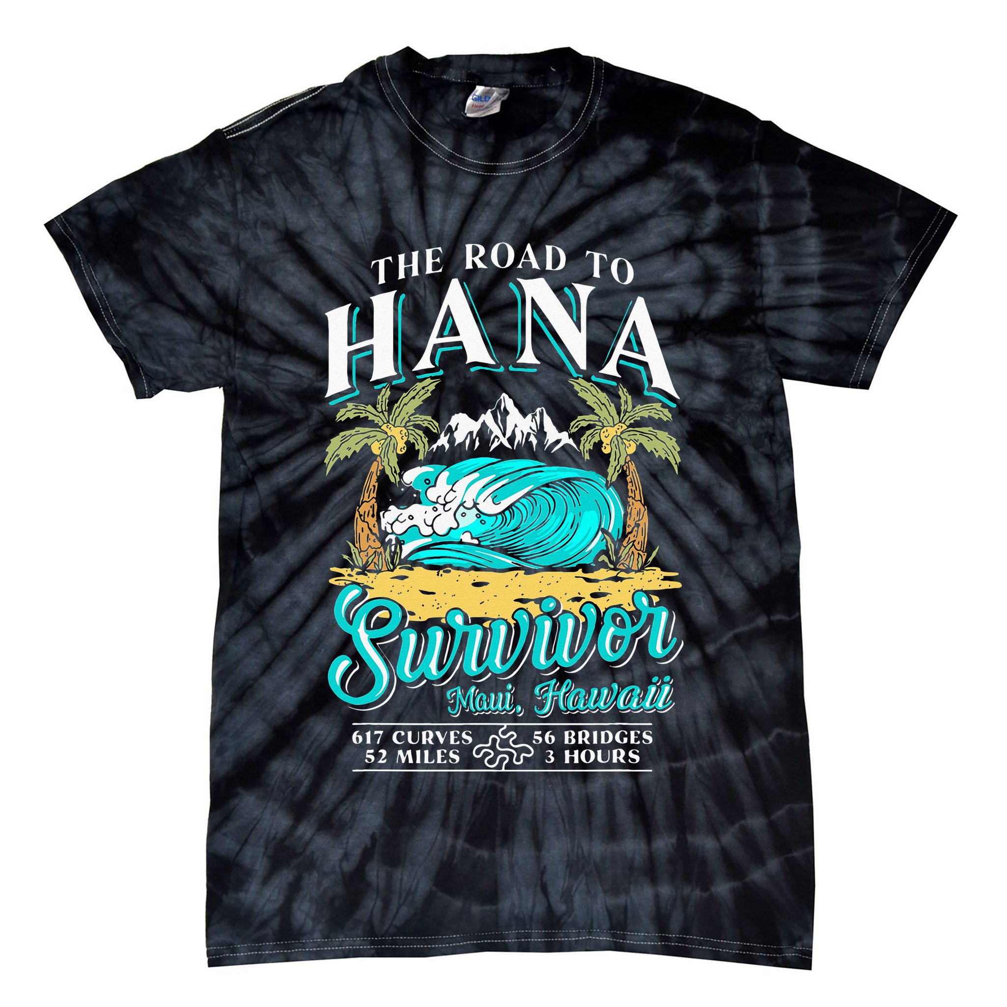 RJC Road to Hana Survivor Maui Hawaii Trip Adventure Tie-Dye T-Shirt