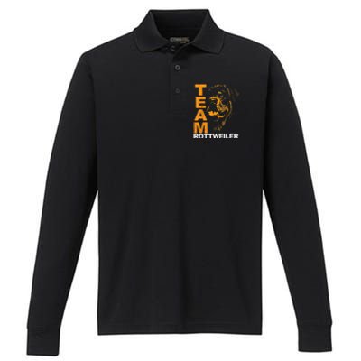 Rottweiler Rottie Team Love Dog Owners Performance Long Sleeve Polo