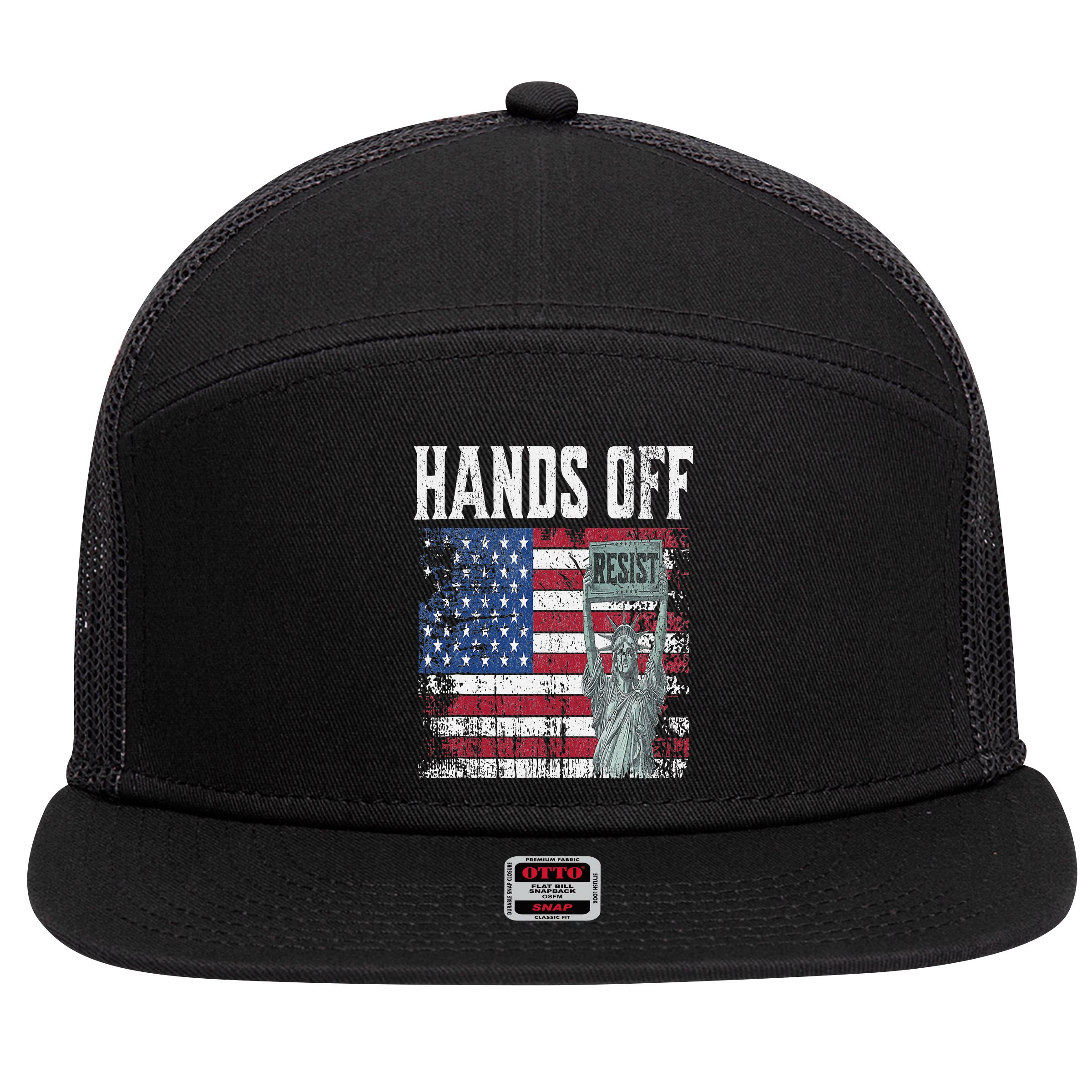 Resist Resistance USA Statue Of Liberty Hands Off Protest 7 Panel Mesh Trucker Snapback Hat