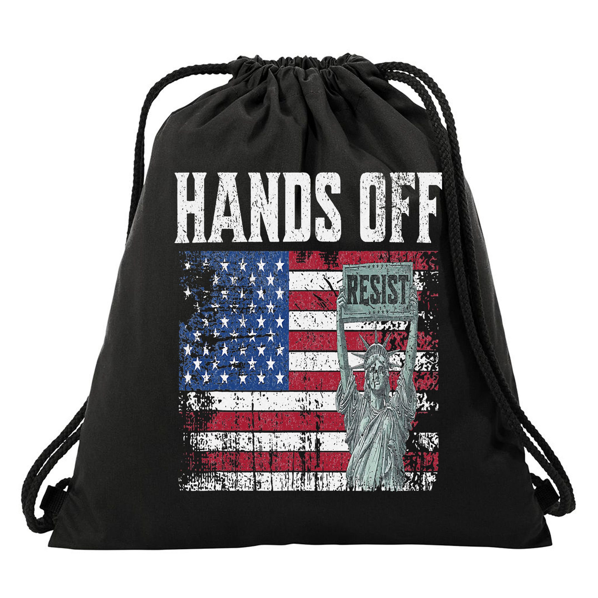 Resist Resistance USA Statue Of Liberty Hands Off Protest Drawstring Bag