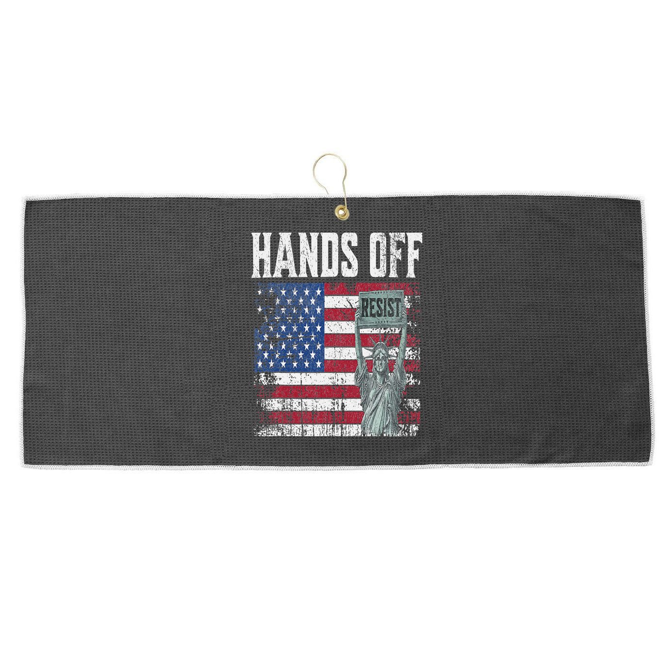 Resist Resistance USA Statue Of Liberty Hands Off Protest Large Microfiber Waffle Golf Towel