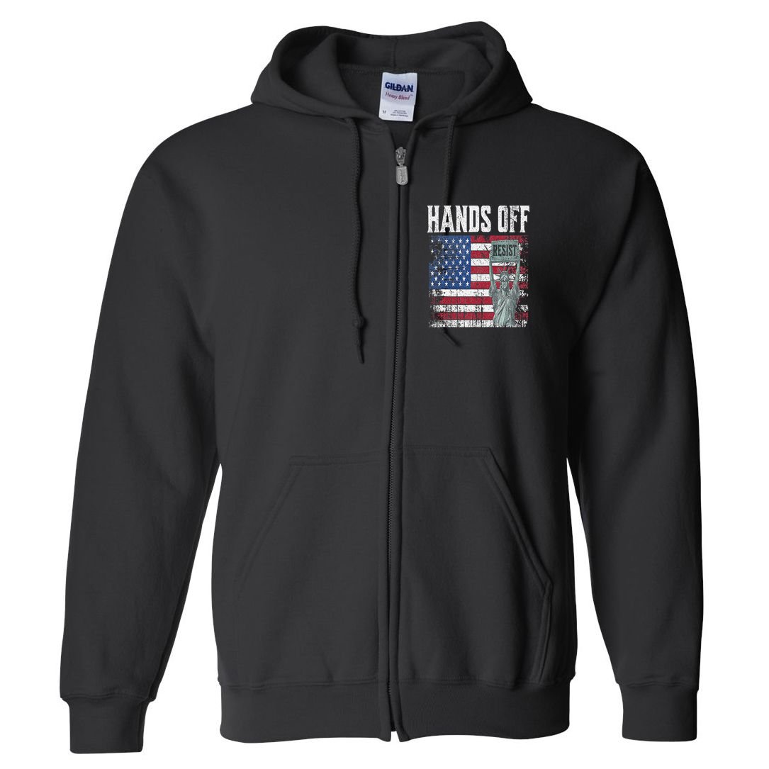 Resist Resistance USA Statue Of Liberty Hands Off Protest Full Zip Hoodie