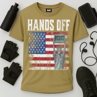 Resist Resistance USA Statue Of Liberty Hands Off Protest Cooling Performance Crew T-Shirt