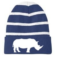 Rhinoceros Rhino Unicorn Wild Animal Lover Striped Beanie with Solid Band