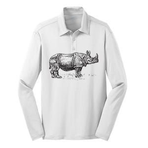 Rhinoceros Rhino Unicorn Wild Animal Lover Silk Touch Performance Long Sleeve Polo