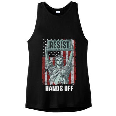 Resist Resistance USA Statue Of Liberty Hands Off Protest Ladies PosiCharge Tri-Blend Wicking Tank