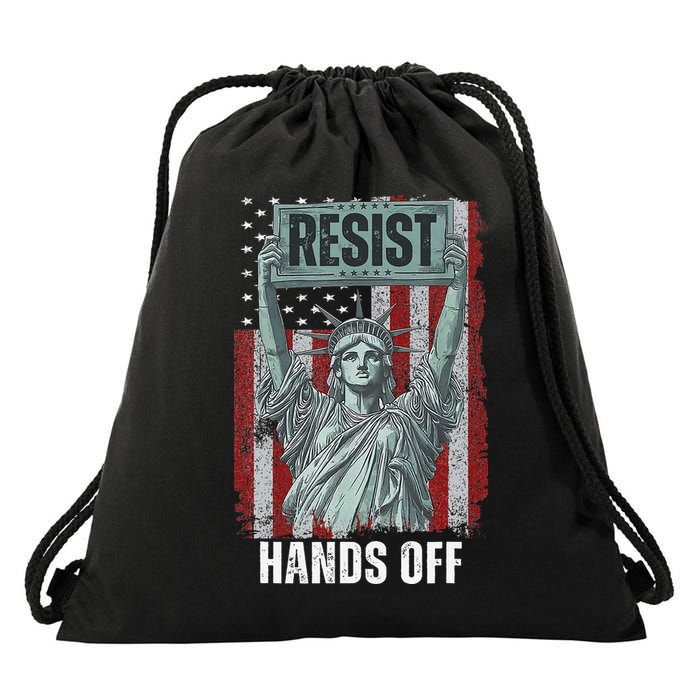 Resist Resistance USA Statue Of Liberty Hands Off Protest Drawstring Bag