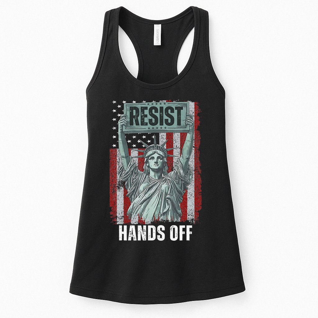 Resist Resistance USA Statue Of Liberty Hands Off Protest Womens Tank Top