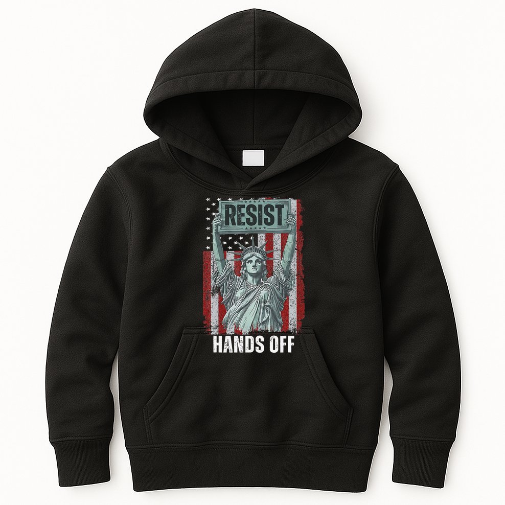 Resist Resistance USA Statue Of Liberty Hands Off Protest Kids Hoodie