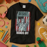Resist Resistance USA Statue Of Liberty Hands Off Protest Kids T-Shirt