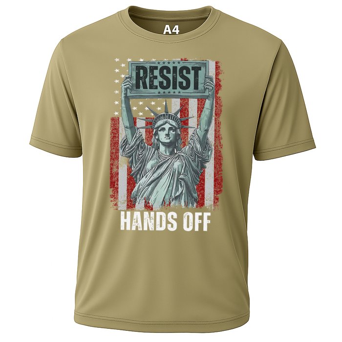Resist Resistance USA Statue Of Liberty Hands Off Protest Cooling Performance Crew T-Shirt