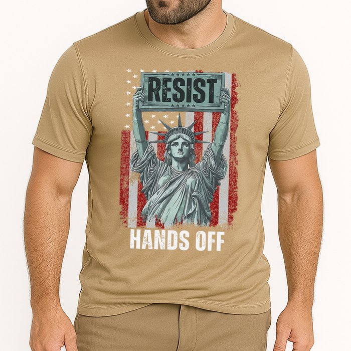 Resist Resistance USA Statue Of Liberty Hands Off Protest Cooling Performance Crew T-Shirt