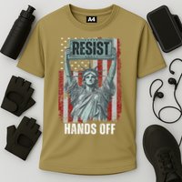 Resist Resistance USA Statue Of Liberty Hands Off Protest Cooling Performance Crew T-Shirt