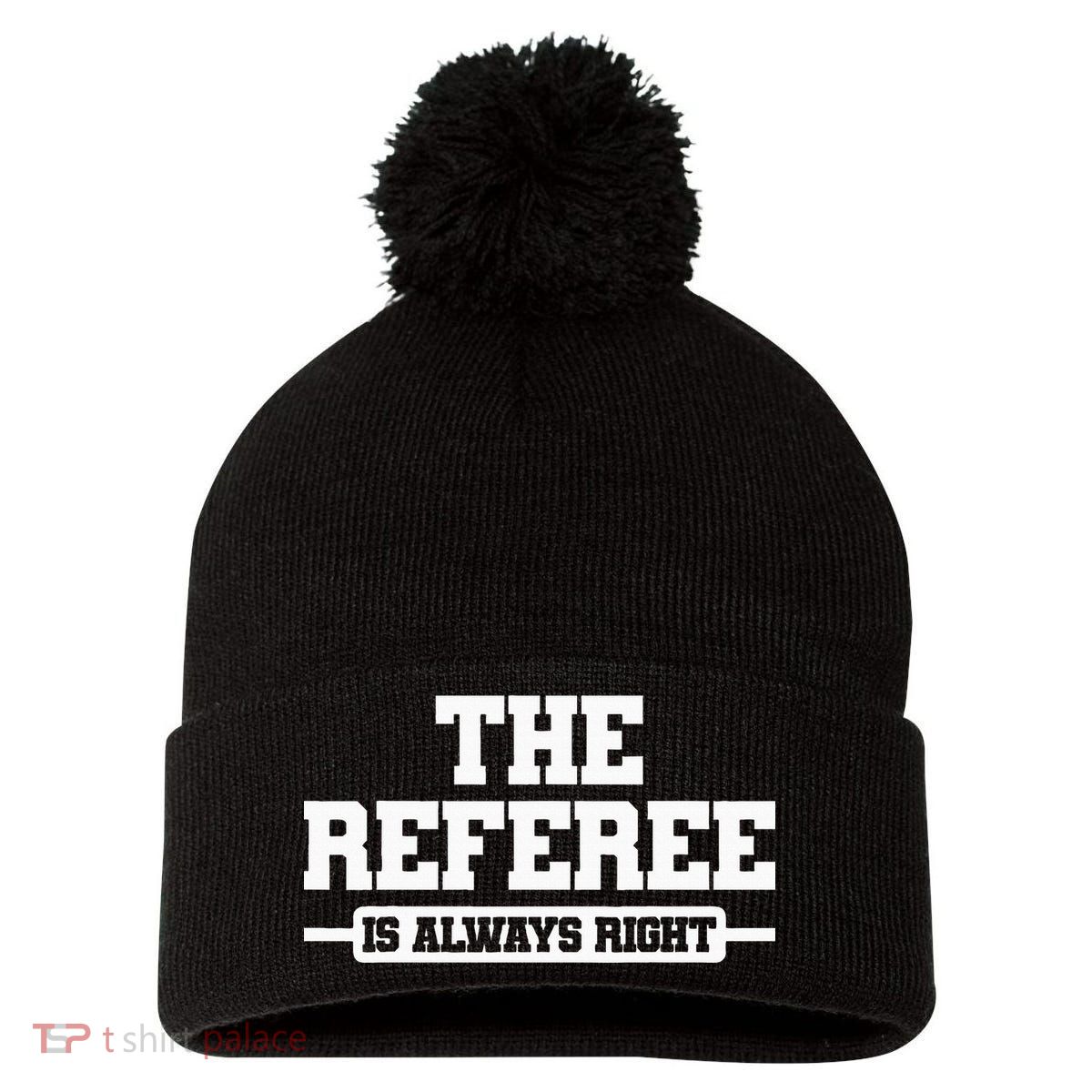 Referee Ref Umpire Pom Pom 12in Knit Beanie