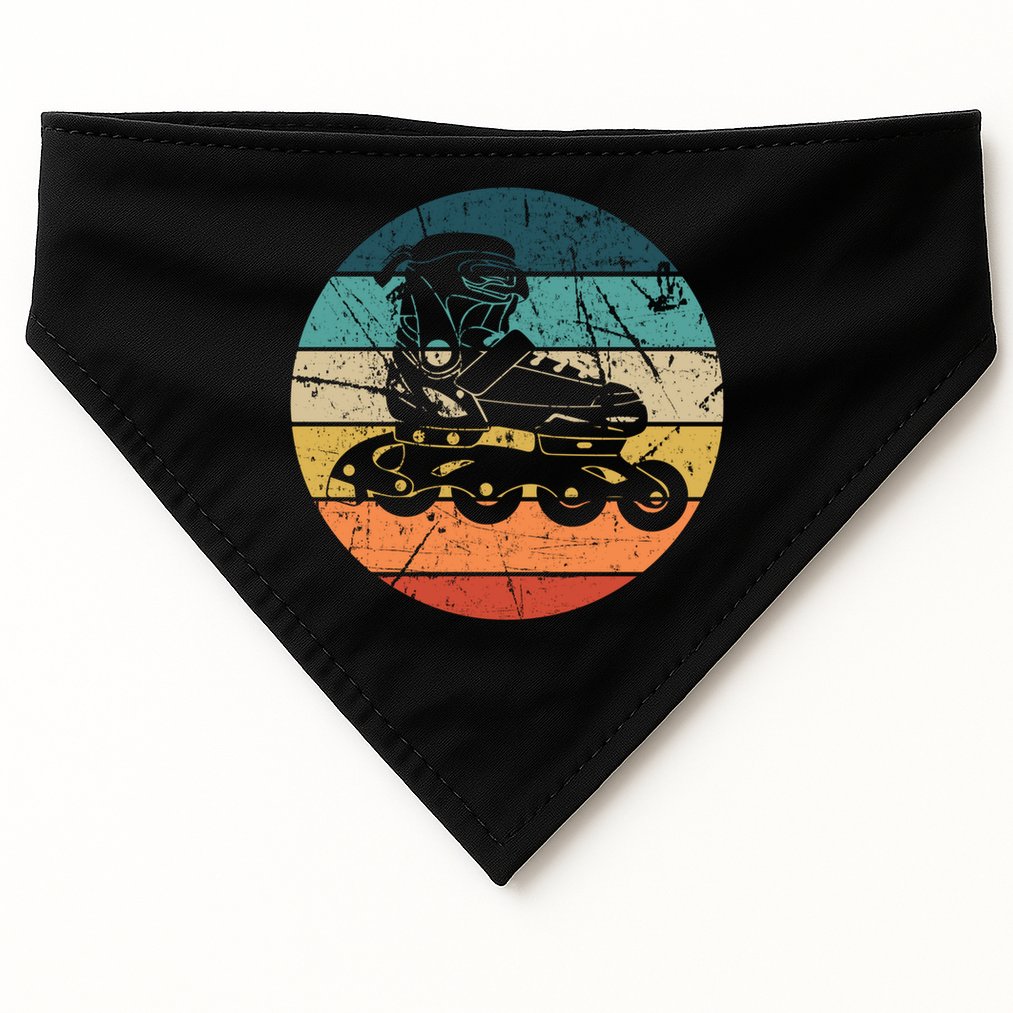 Rollerblading Retro Vintage Roller Blades Inline Skating Gift USA-Made Doggie Bandana