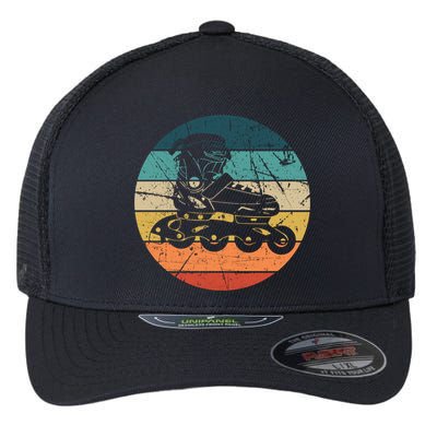 Rollerblading Retro Vintage Roller Blades Inline Skating Gift Flexfit Unipanel Trucker Cap
