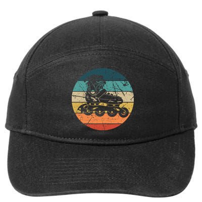 Rollerblading Retro Vintage Roller Blades Inline Skating Gift 7-Panel Snapback Hat