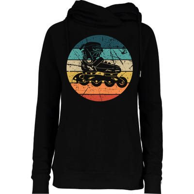 Rollerblading Retro Vintage Roller Blades Inline Skating Gift Womens Funnel Neck Pullover Hood
