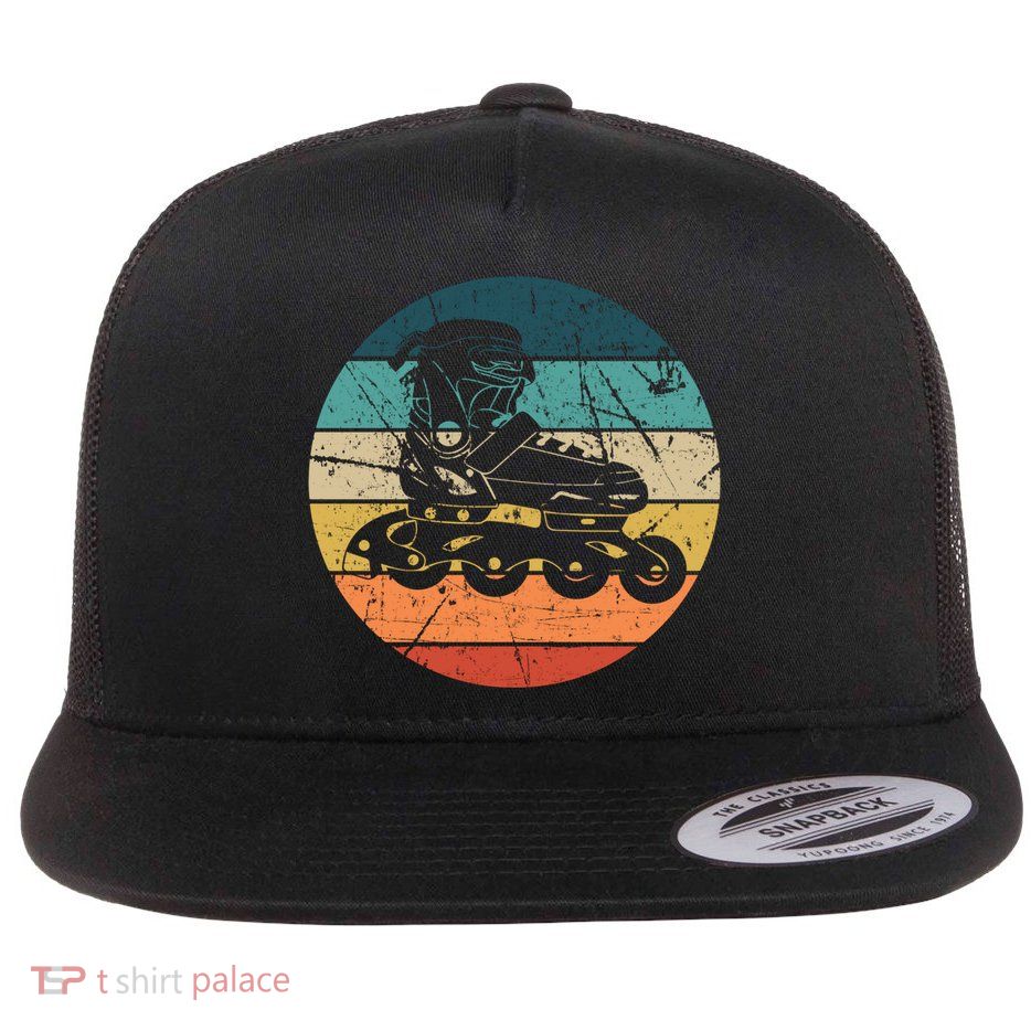 Rollerblading Retro Vintage Roller Blades Inline Skating Gift Flatbill Hat