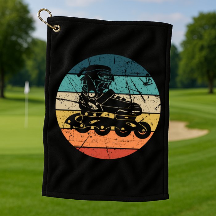 Rollerblading Retro Vintage Roller Blades Inline Skating Gift Golf Towel