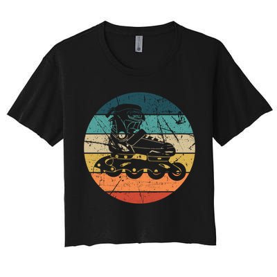 Rollerblading Retro Vintage Roller Blades Inline Skating Gift Crop Top