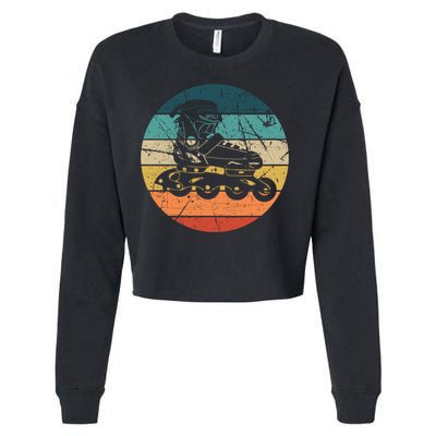 Rollerblading Retro Vintage Roller Blades Inline Skating Gift Cropped Pullover Crew