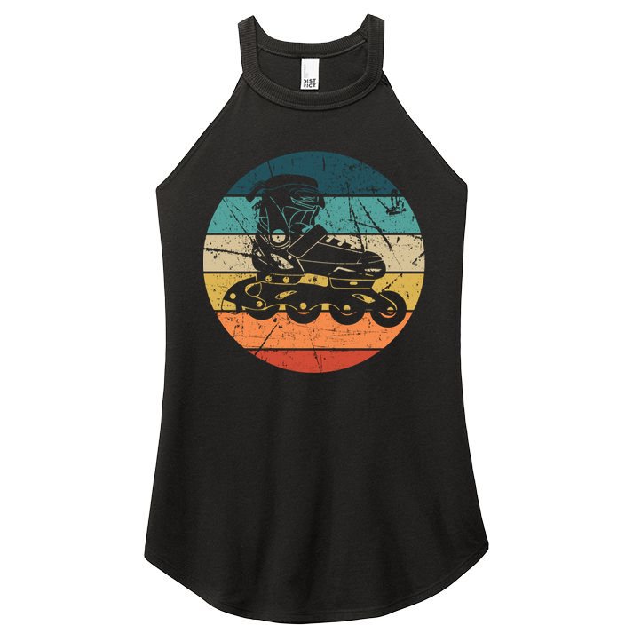 Rollerblading Retro Vintage Roller Blades Inline Skating Gift Women's Perfect Tri Rocker Tank