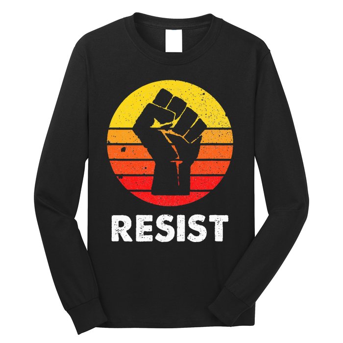 Resist Retro Vintage 70s Anarchist Feminist Long Sleeve Shirt