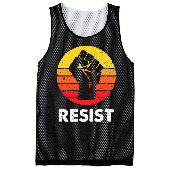 Resist Retro Vintage 70s Anarchist Feminist Mesh Reversible Basketball Jersey Tank