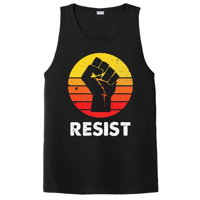 Resist Retro Vintage 70s Anarchist Feminist PosiCharge Competitor Tank