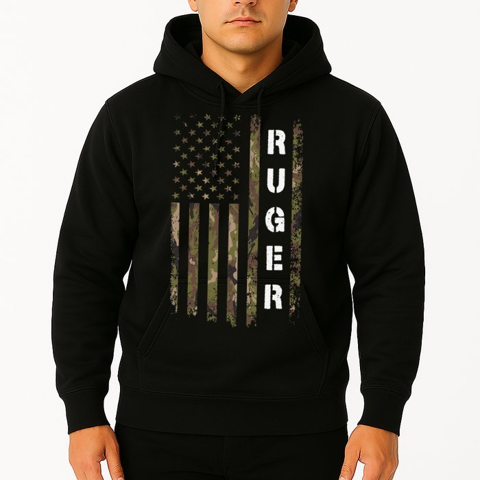 Retro Ruger Vintage Camouflage American Flag Matching Name Hoodie