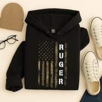 Retro Ruger Vintage Camouflage American Flag Matching Name Hoodie