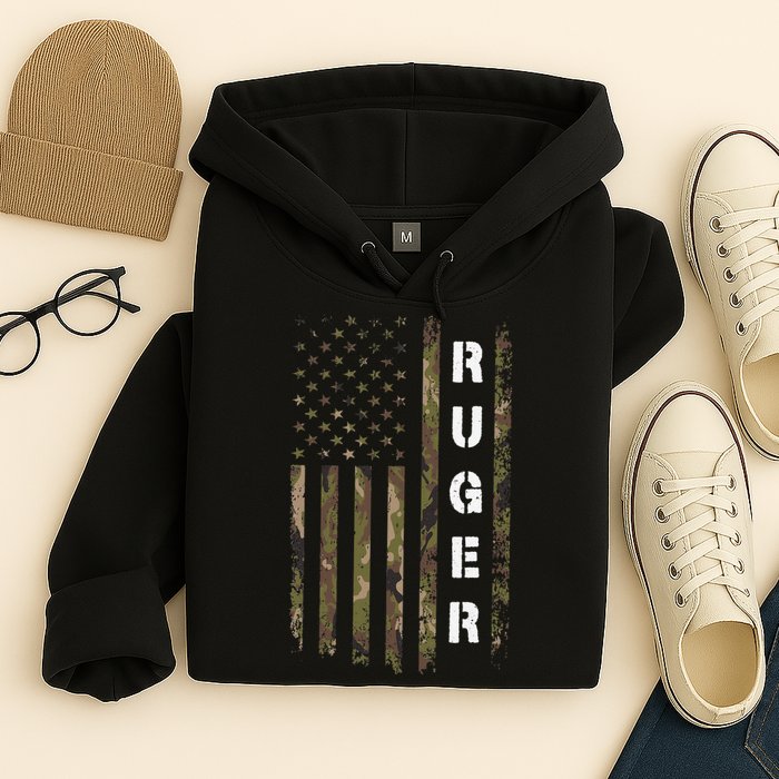 Retro Ruger Vintage Camouflage American Flag Matching Name Hoodie