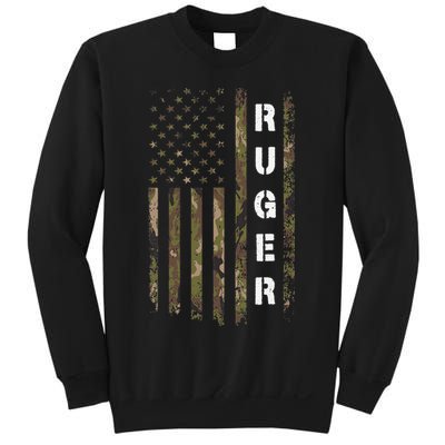Retro Ruger Vintage Camouflage American Flag Matching Name Sweatshirt