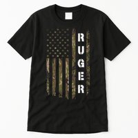 Retro Ruger Vintage Camouflage American Flag Matching Name Tall T-Shirt