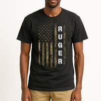 Retro Ruger Vintage Camouflage American Flag Matching Name Tall T-Shirt