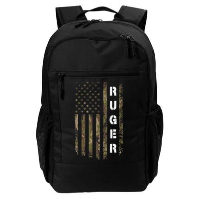 Retro Ruger Vintage Camouflage American Flag Matching Name Backpack