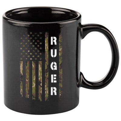 Retro Ruger Vintage Camouflage American Flag Matching Name 11oz C Handle Ceramic Mug
