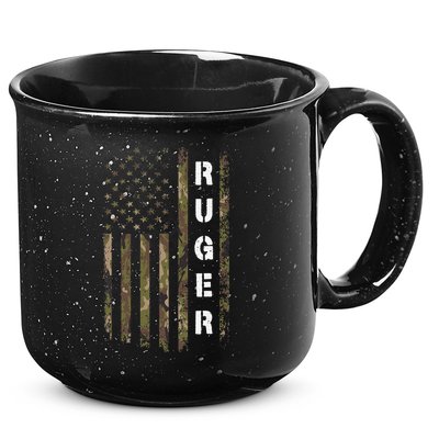 Retro Ruger Vintage Camouflage American Flag Matching Name 15oz Campfire Ceramic Mug